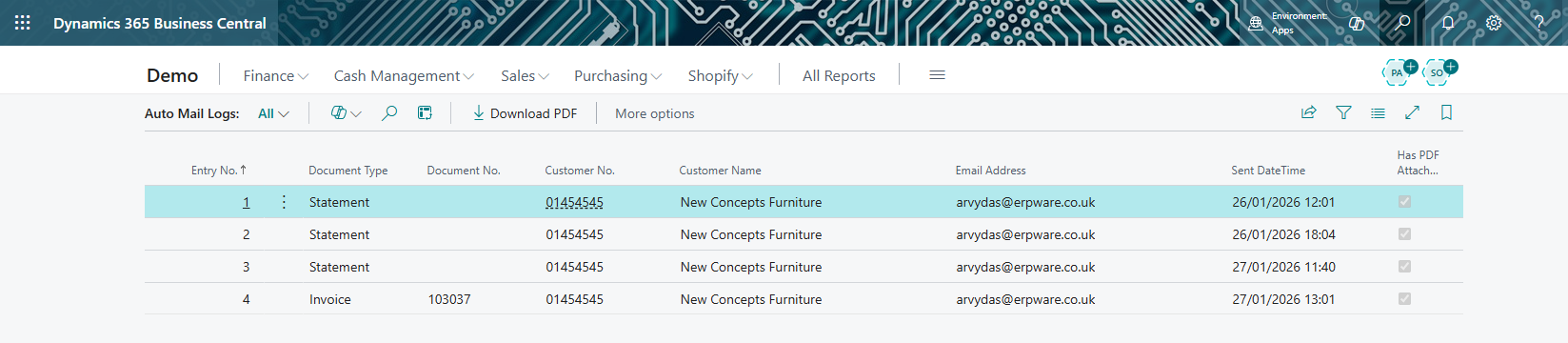 Auto Mail Logs