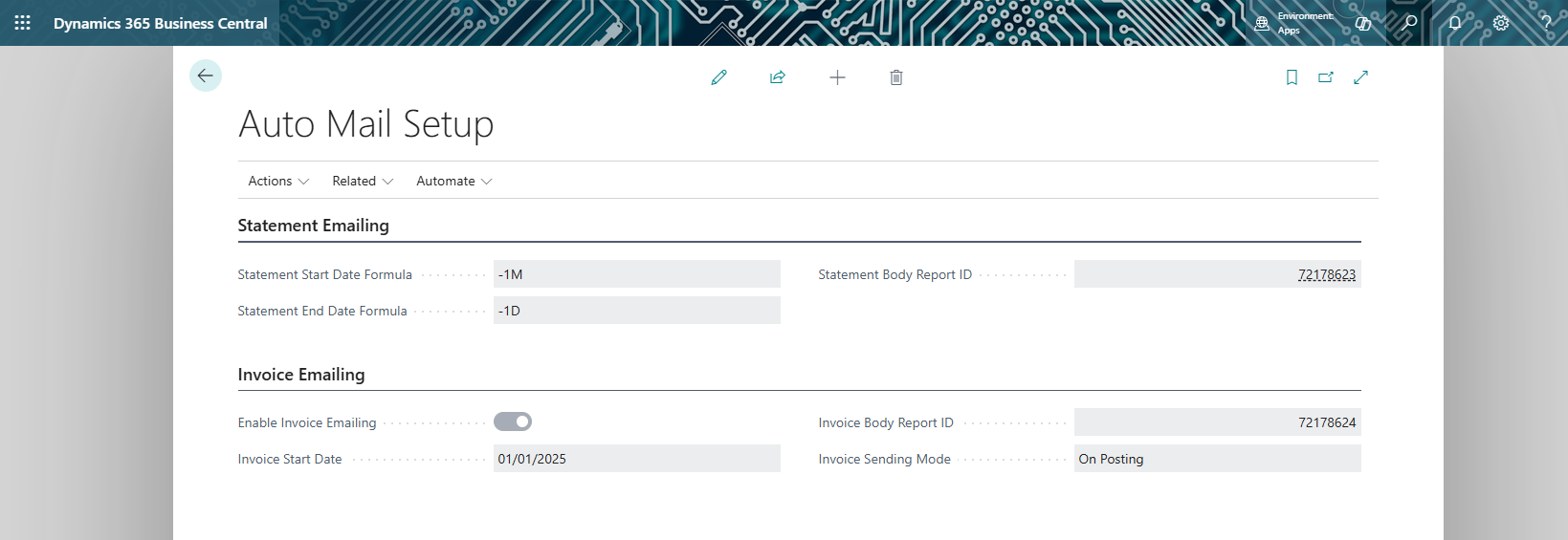 Auto Mail Setup