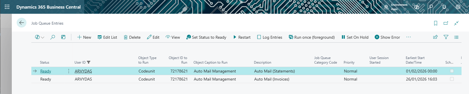 Job Queue Entries